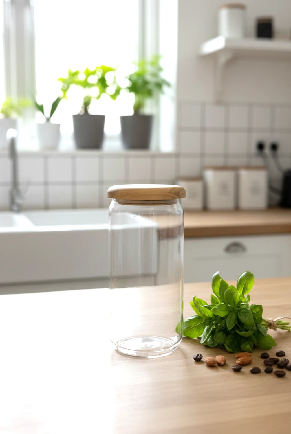 Dengi Akasya Düz Kapak Cam Kavanoz 9x20cm