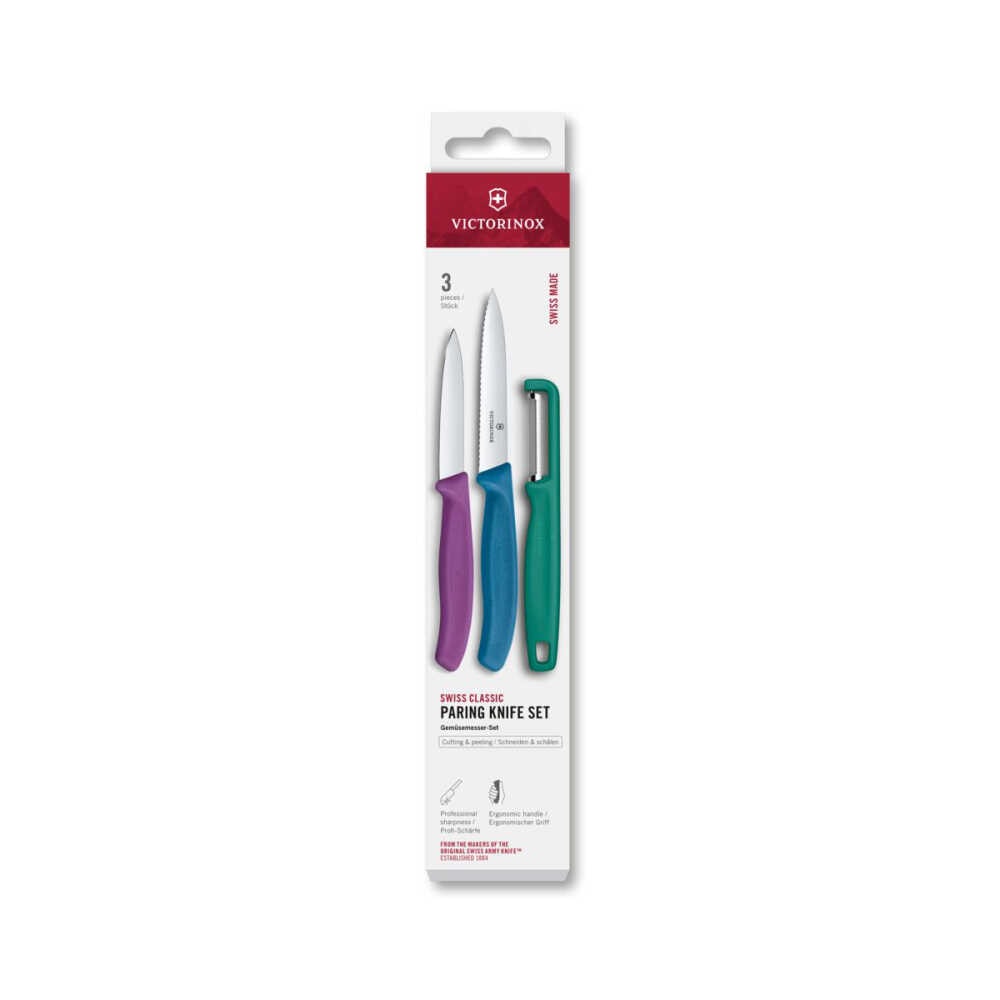 Victorinox 6.7116.33C1 Swiss Classic 3lü Bıçak ve Soyacak Set, Renkli