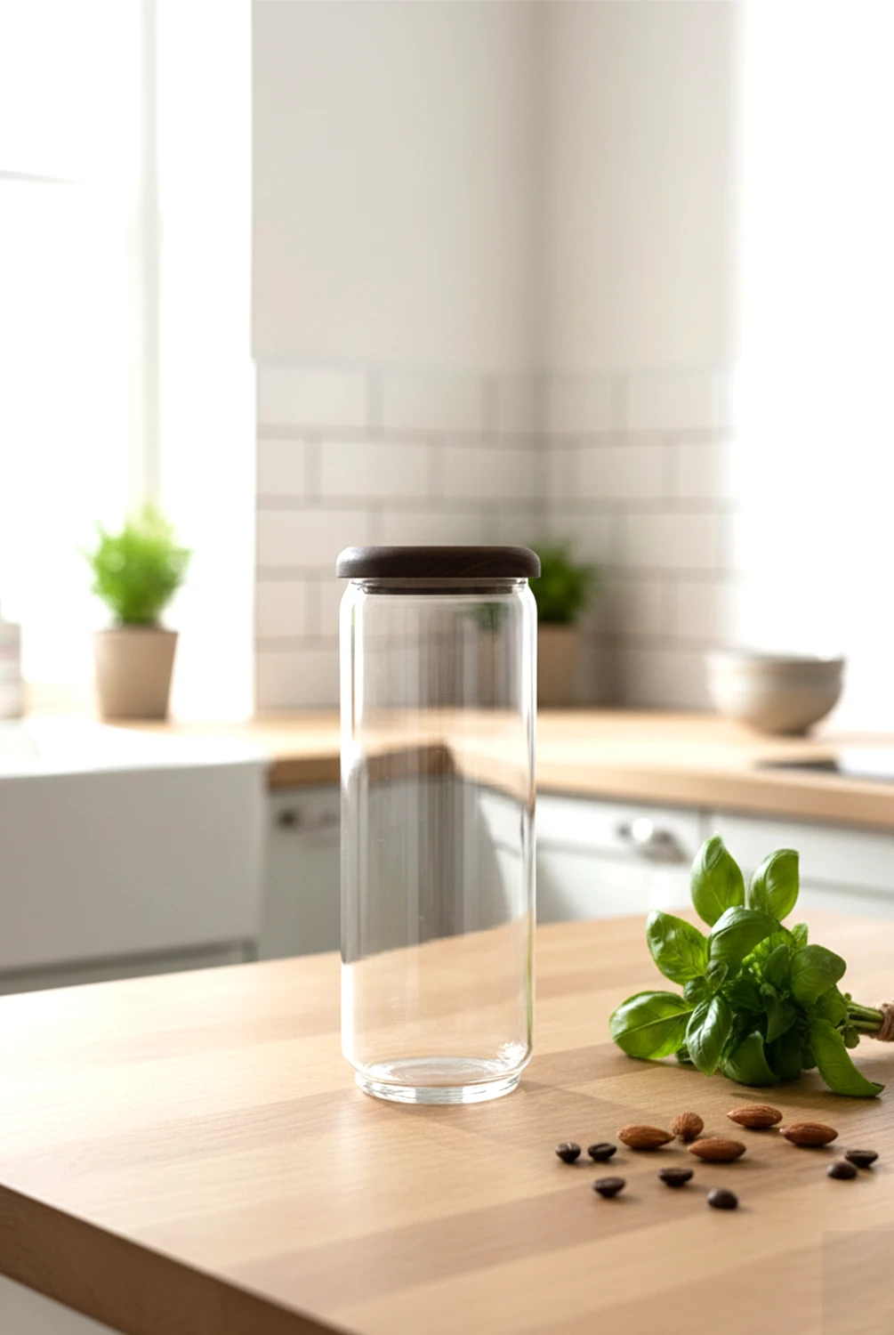 Dengi Akasya Düz Kapak Cam Kavanoz 9x25cm