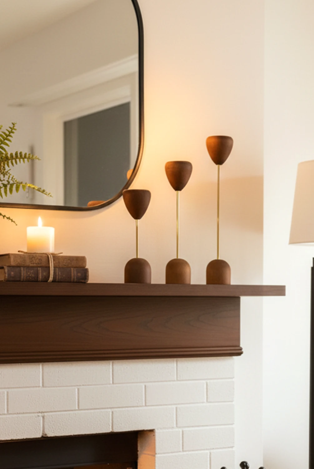 Truro 3'lü Metal Gold Şamdan Akasya