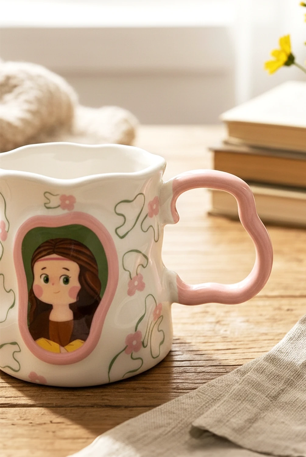 Vintage Kulplu İthal Kupa Pembe