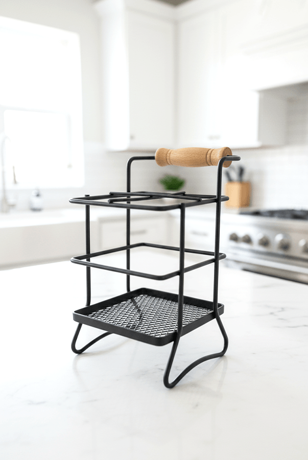 Sunny Ahşap Tutamaçlı Kaşıklık Organizer Siyah