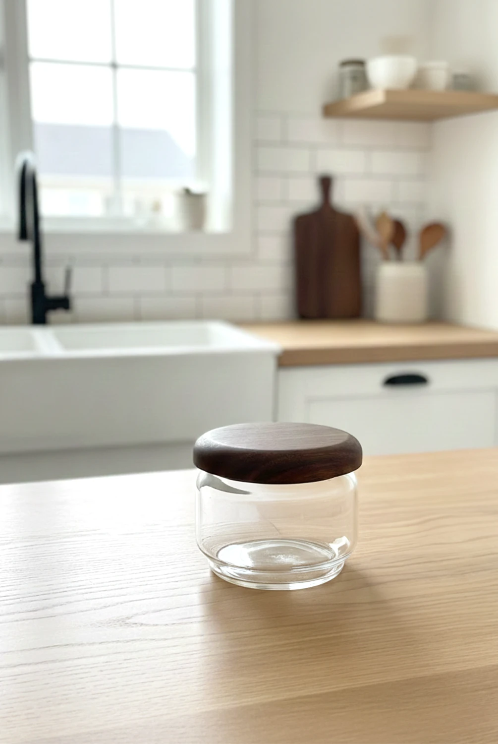 Dengi Akasya Düz Kapak Cam Kavanoz 9x7cm