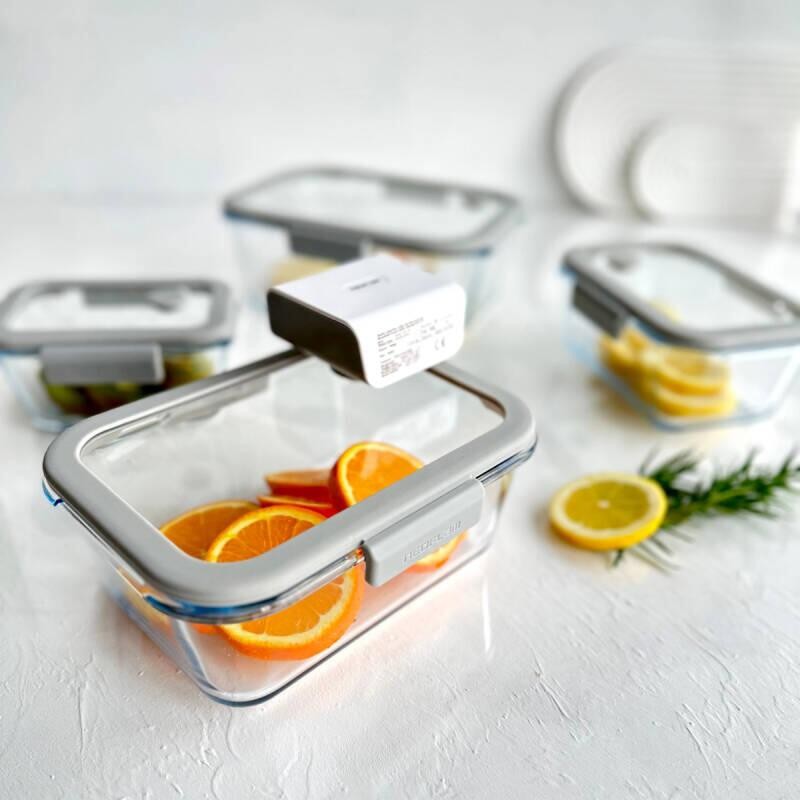 Fika Glace Vakumlu Cam Saklama Kabı 1200ML Gri