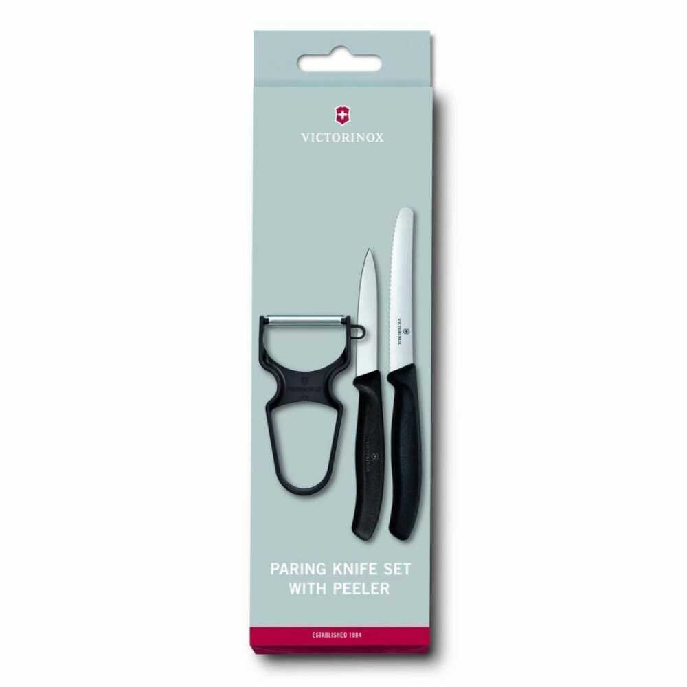 Victorinox 6.7113.35 Soyma Bıçağı Seti, 3 Parça Siyah