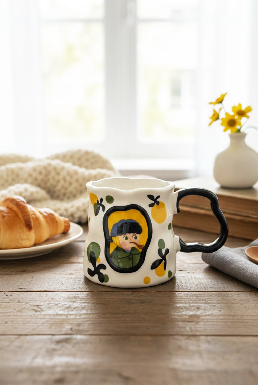 Vintage Kulplu İthal Kupa Siyah