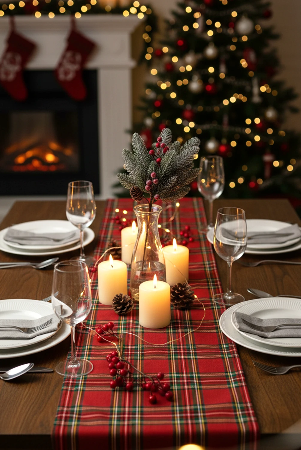 New Year Karlı Çam Ağaçlı Kokina Çiçeği 45cm