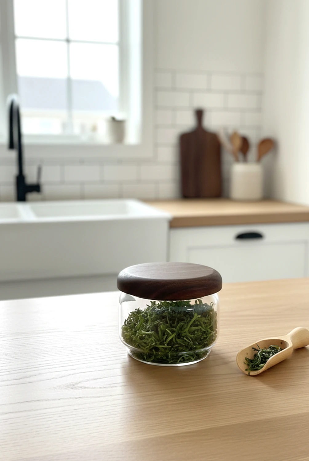 Dengi Akasya Düz Kapak Cam Kavanoz 9x7cm