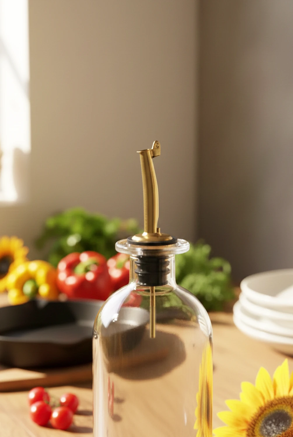 Talia Cam Gold Kapak Yağdanlık 500 ml