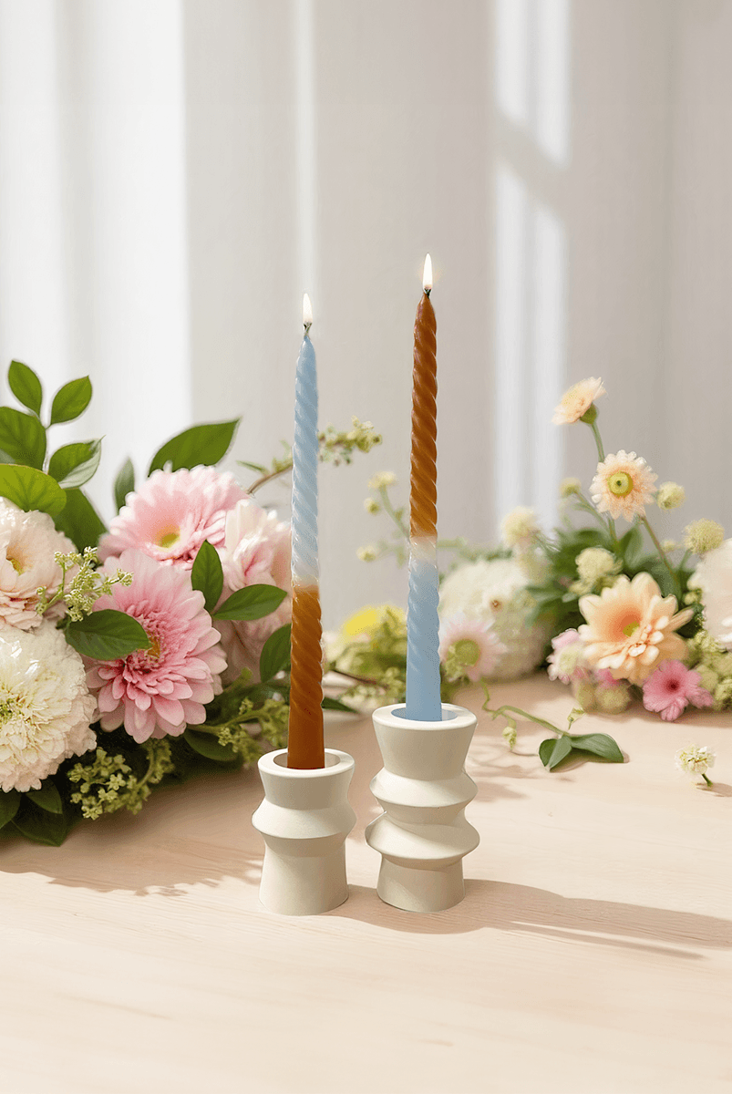 Floral Burgulu Şamdan Mumu 2'li Renkli