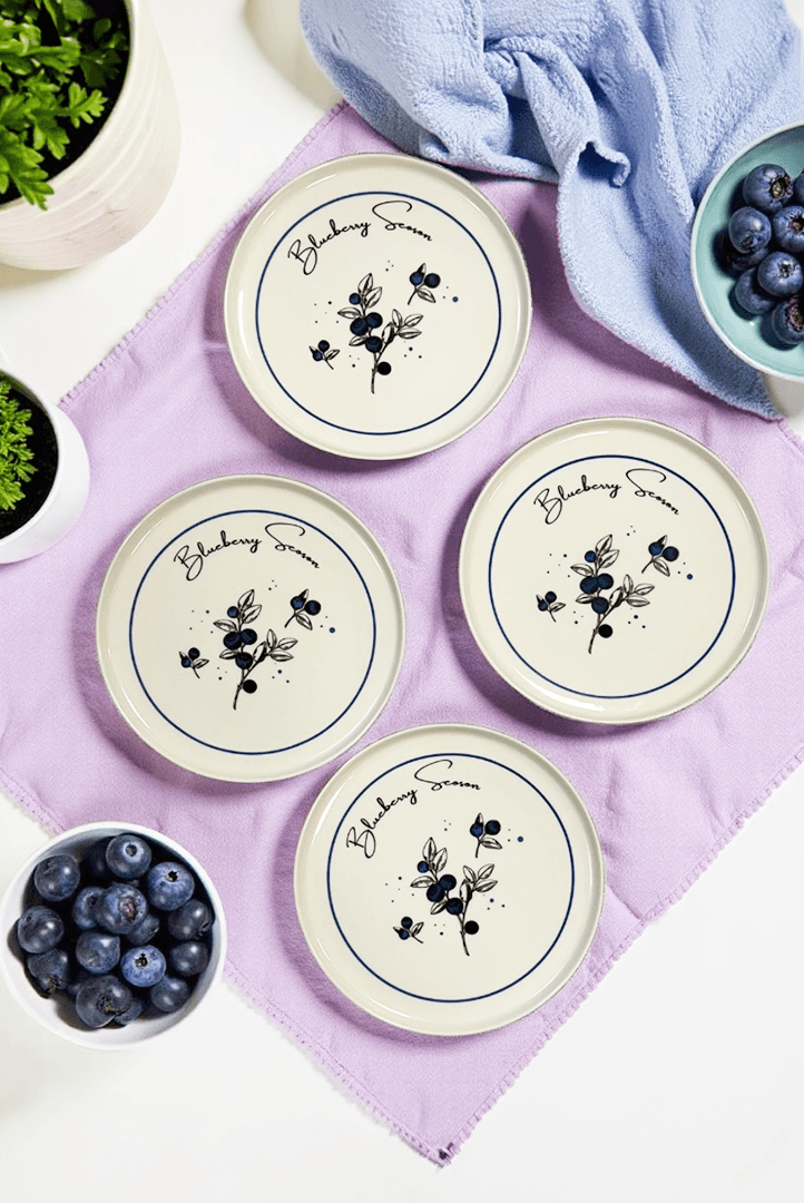 Blueberry Season Porselen 4'lü Pasta Tabağı 21cm