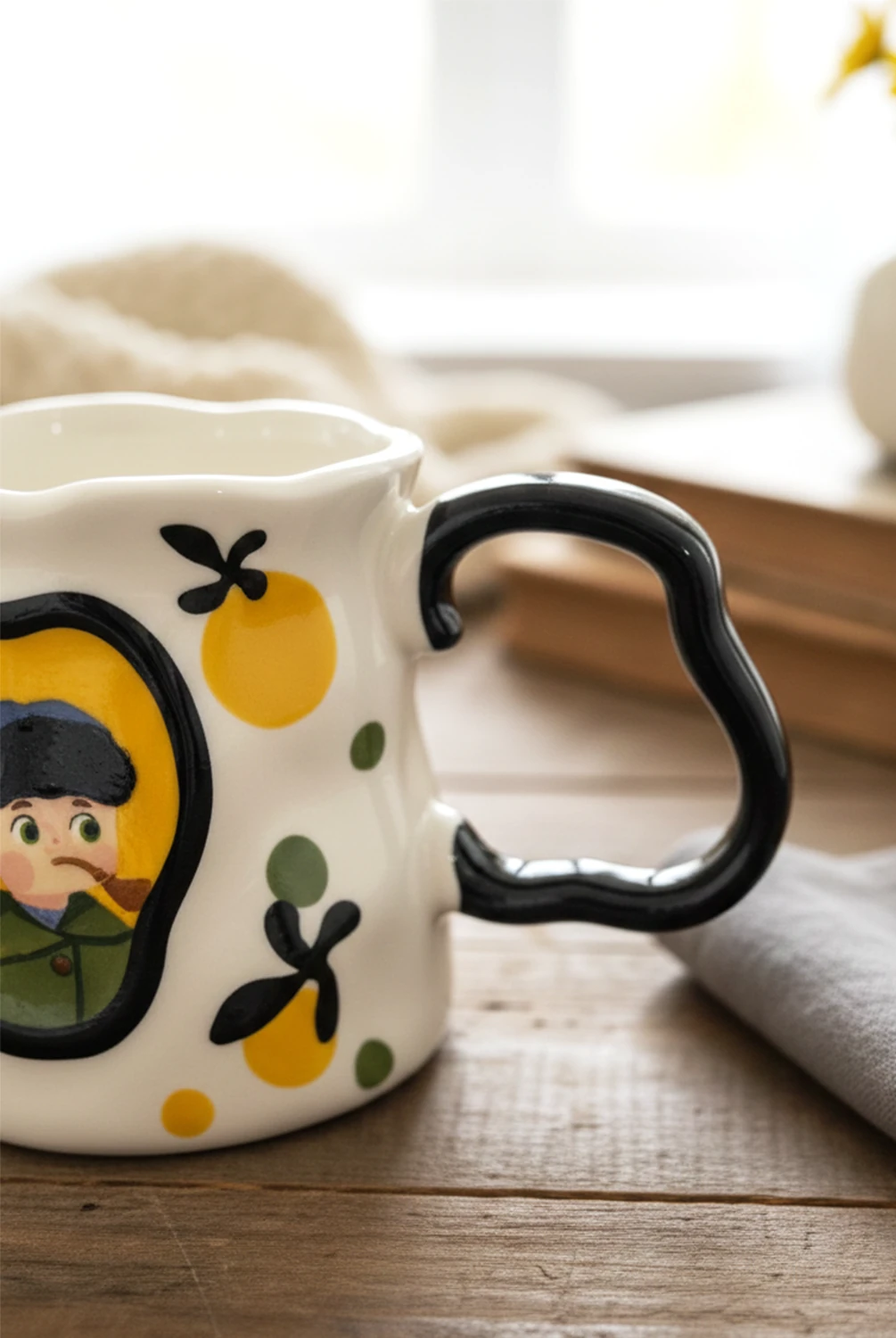 Vintage Kulplu İthal Kupa Siyah