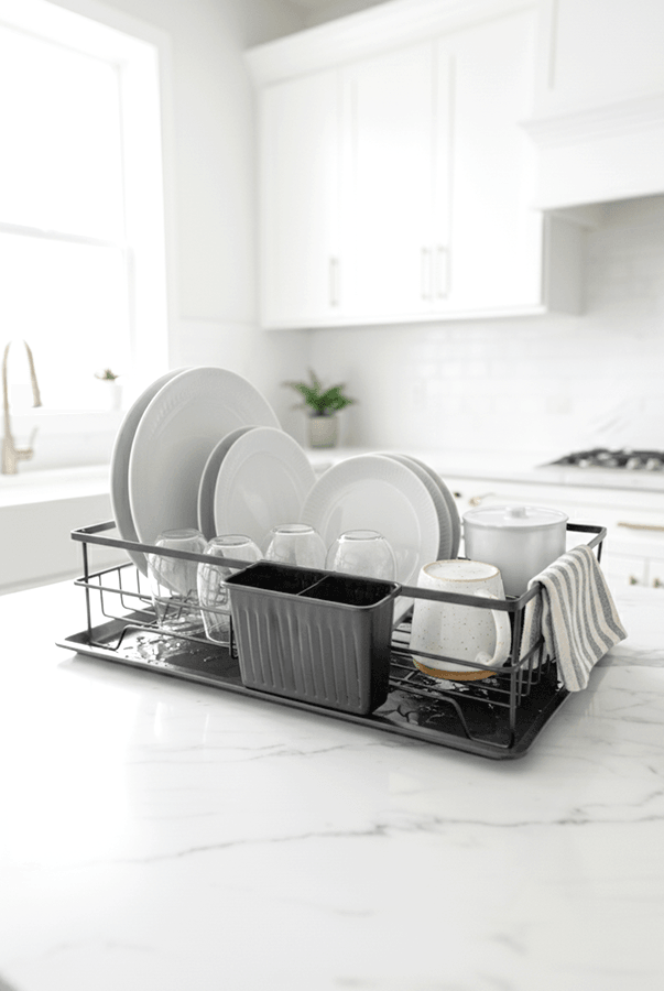 Cremma Tek Katlı Metal Bulaşıklık Siyah