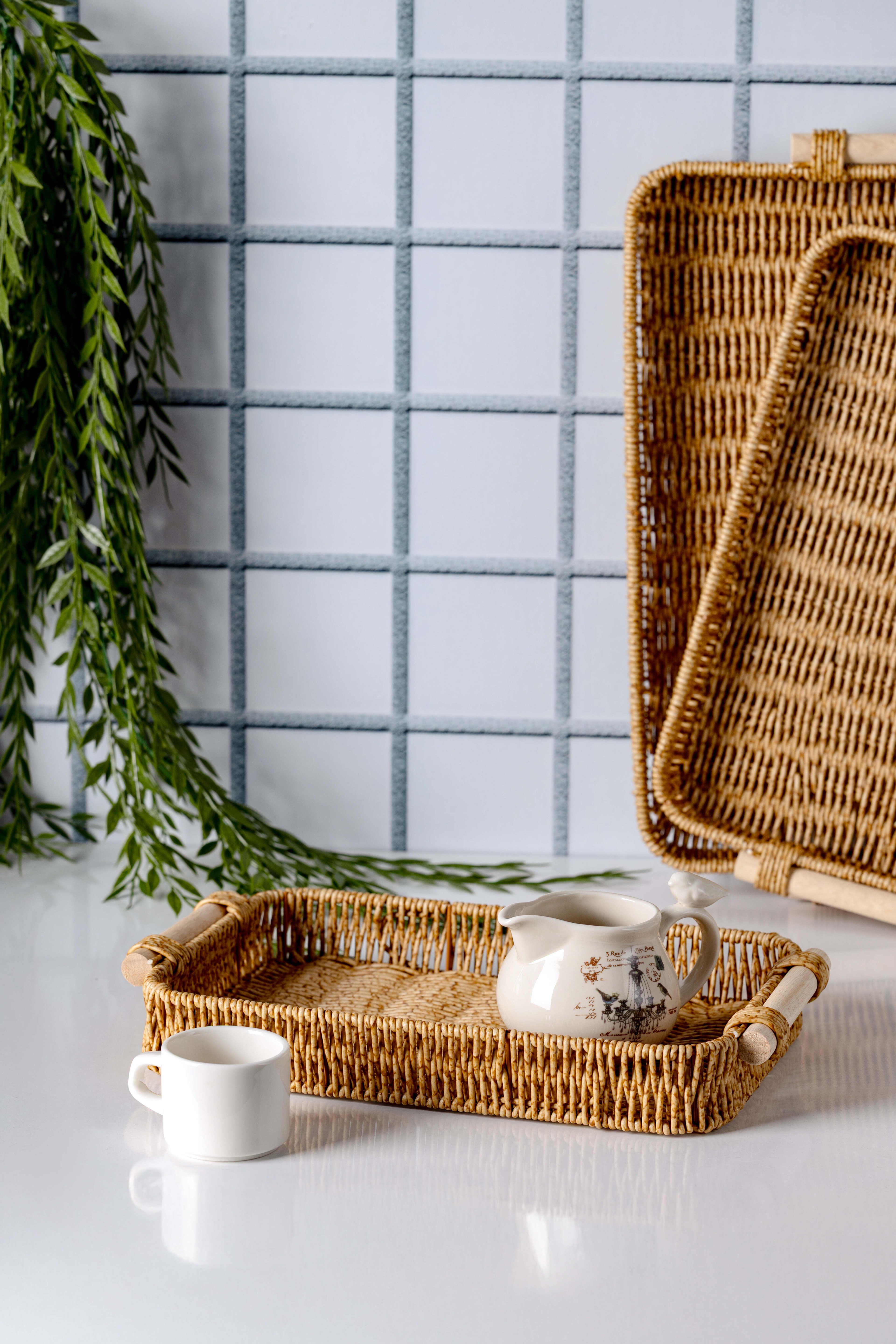 Melly 3'lü Rattan Tepsi