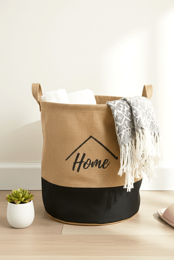 Hoome Yuvarlak Sepet Siyah Büyük