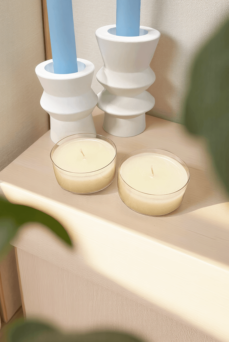 Floral Tealight 2'li Mumluk Beyaz