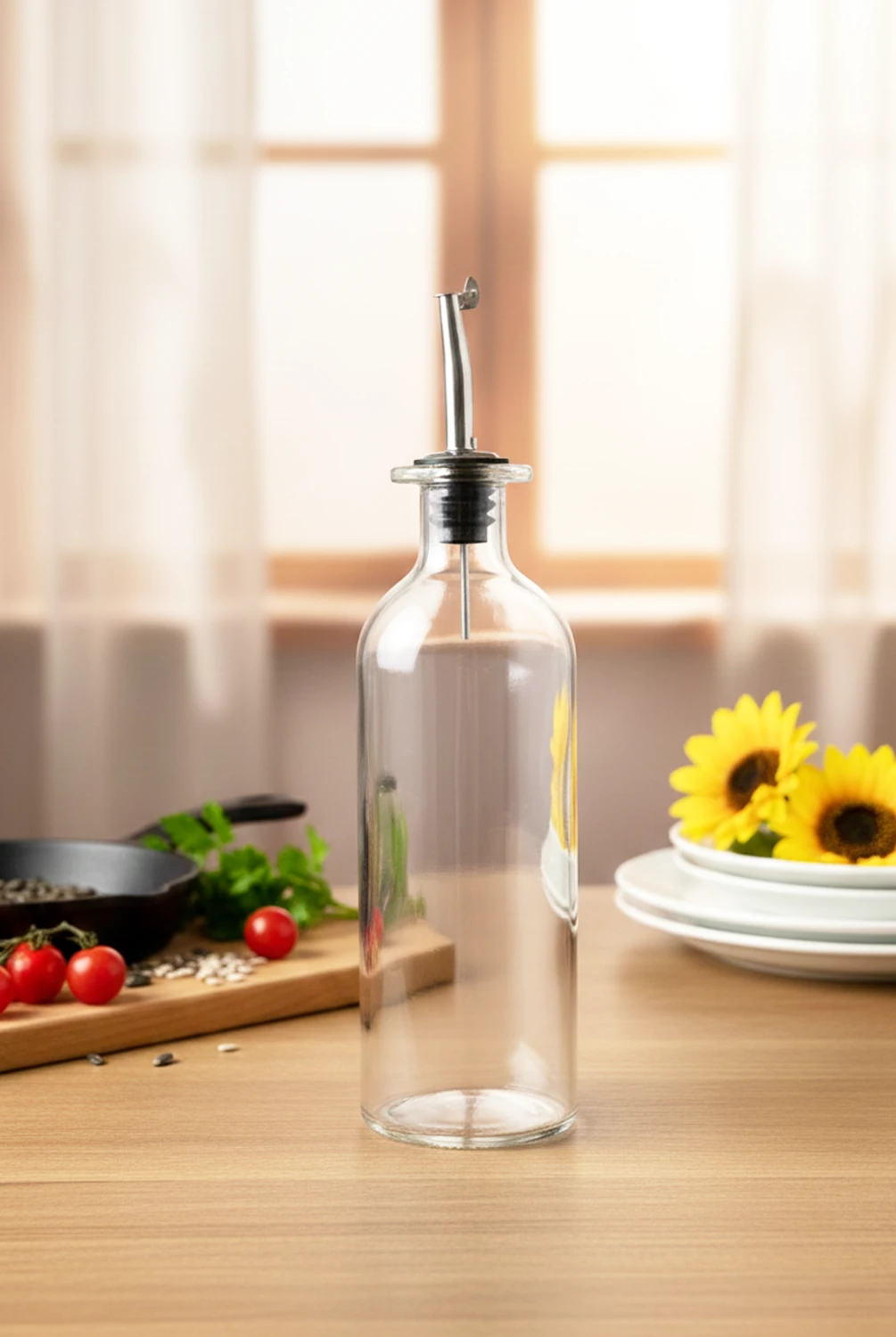 Talia Cam Gümüş Kapak Yağdanlık 500 ml