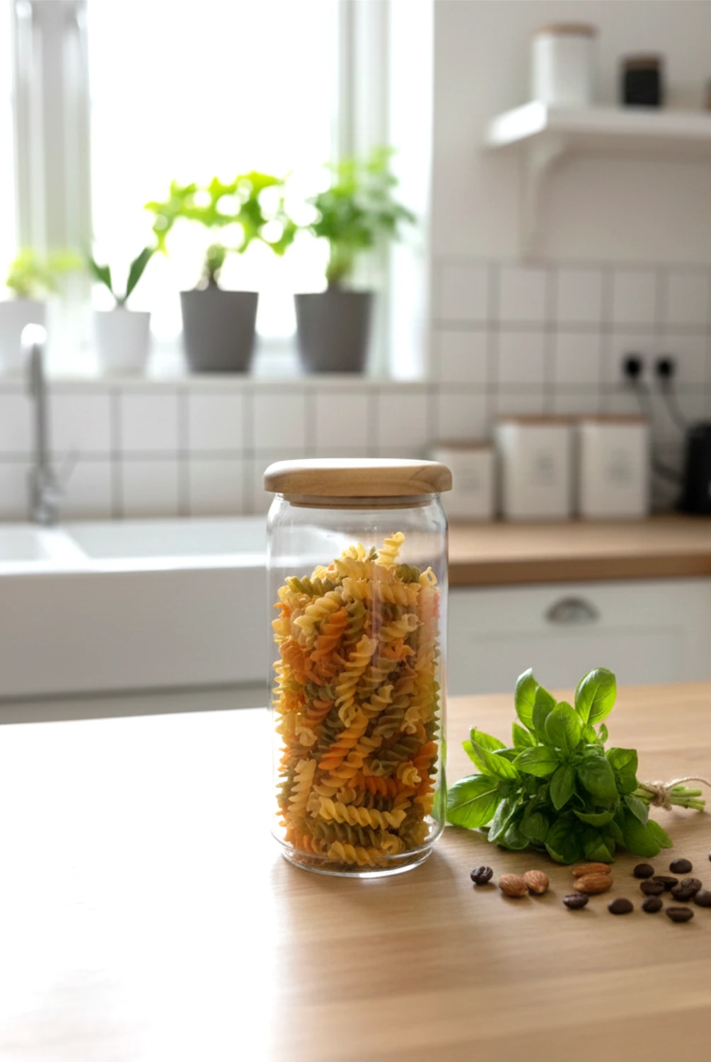 Dengi Akasya Düz Kapak Cam Kavanoz 9x20cm