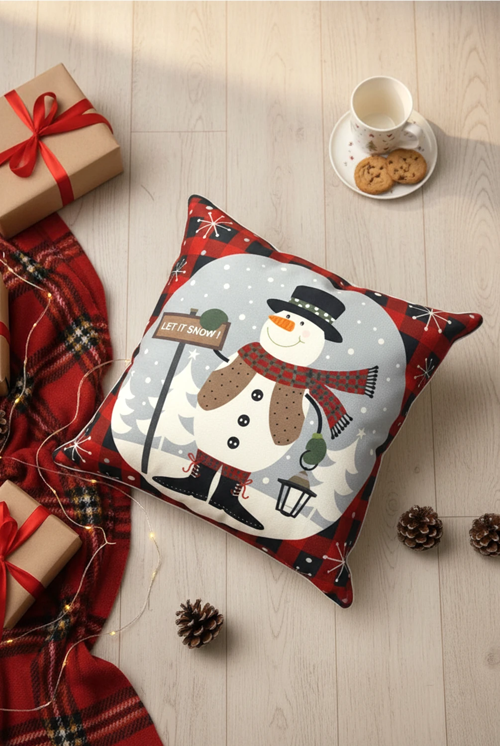 Christmas Pötikare Kardan Adam Kırlent 43x43cm