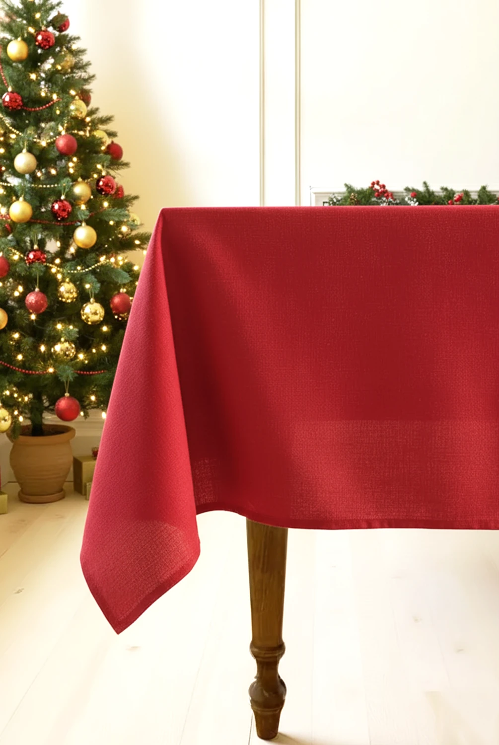 Red Rustic Masa Örtüsü Kırmızı 150x200cm