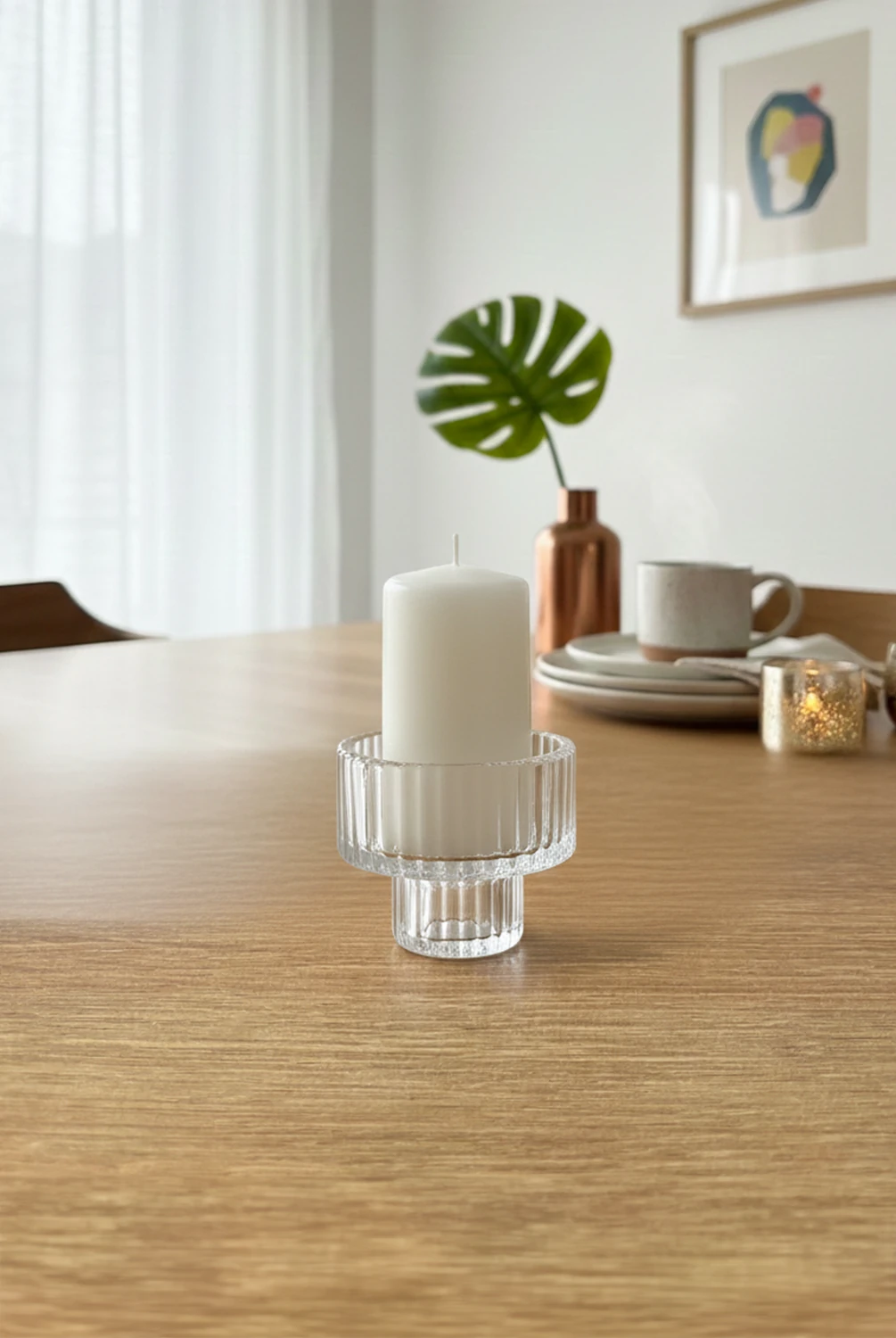 Luna Çift Taraflı Cam Şamdan