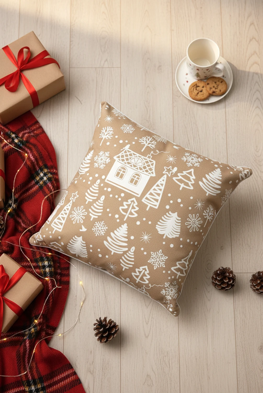 Christmas Home Kırlent Bej 43x43cm