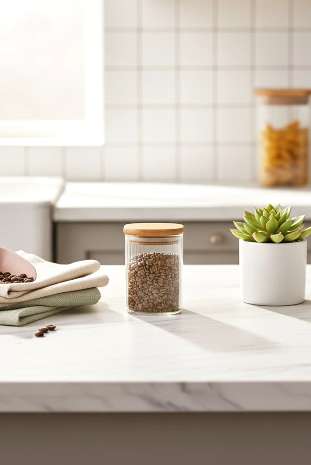 Neta Bambu Kapaklı Cam Kavanoz 6x8cm