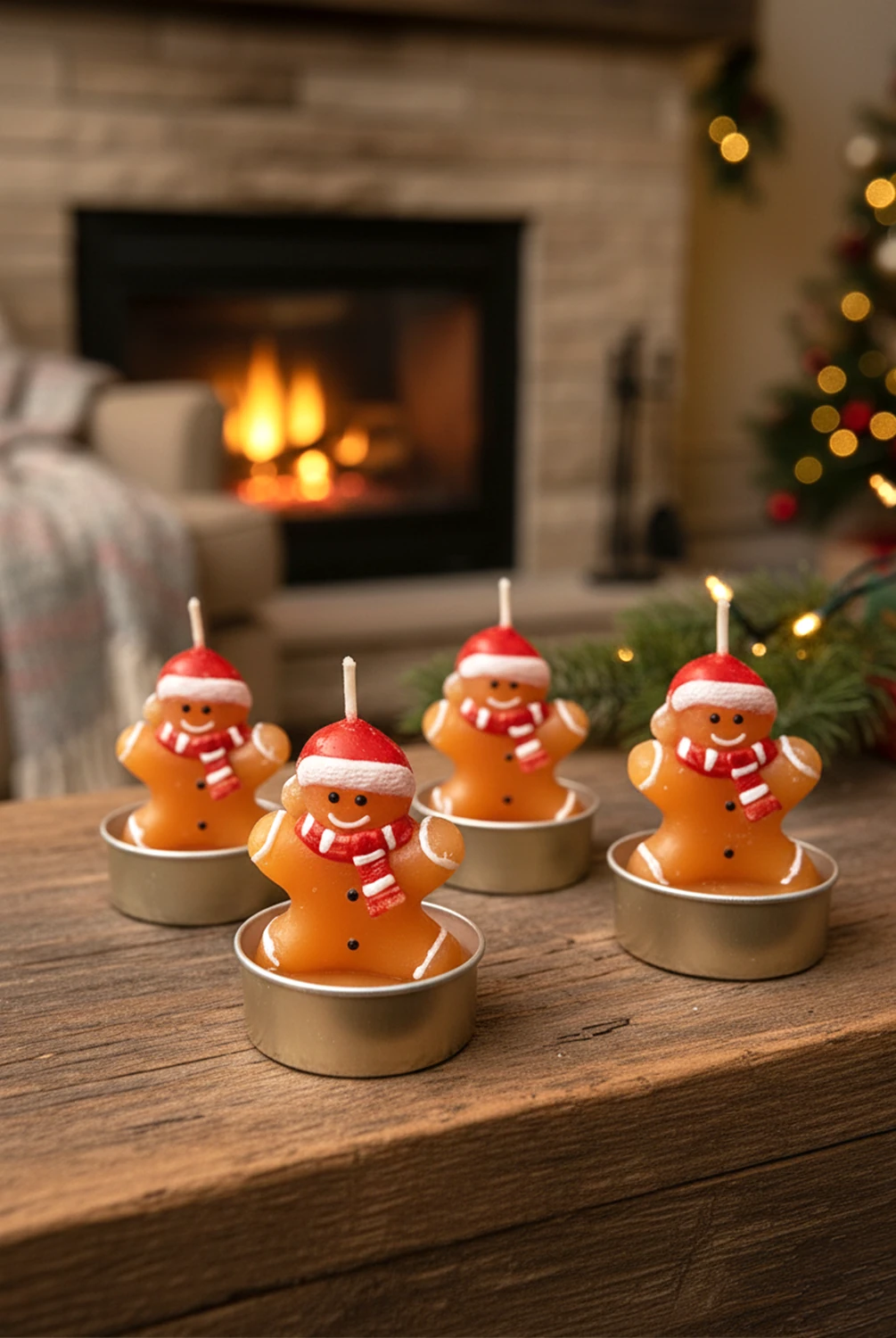 Christmas 4'lü Kurabiye Adam T-Light Mum
