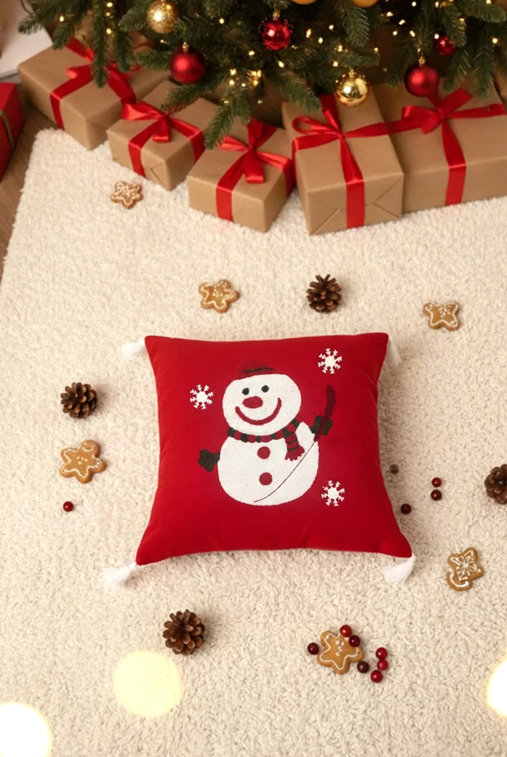 Christmas Kardan Adam Kırlent Kılıfı 45x45cm