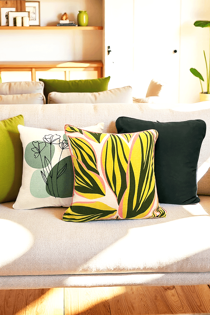Siena Tropical Yaprak Desen Kırlent Kılıfı 45x45cm