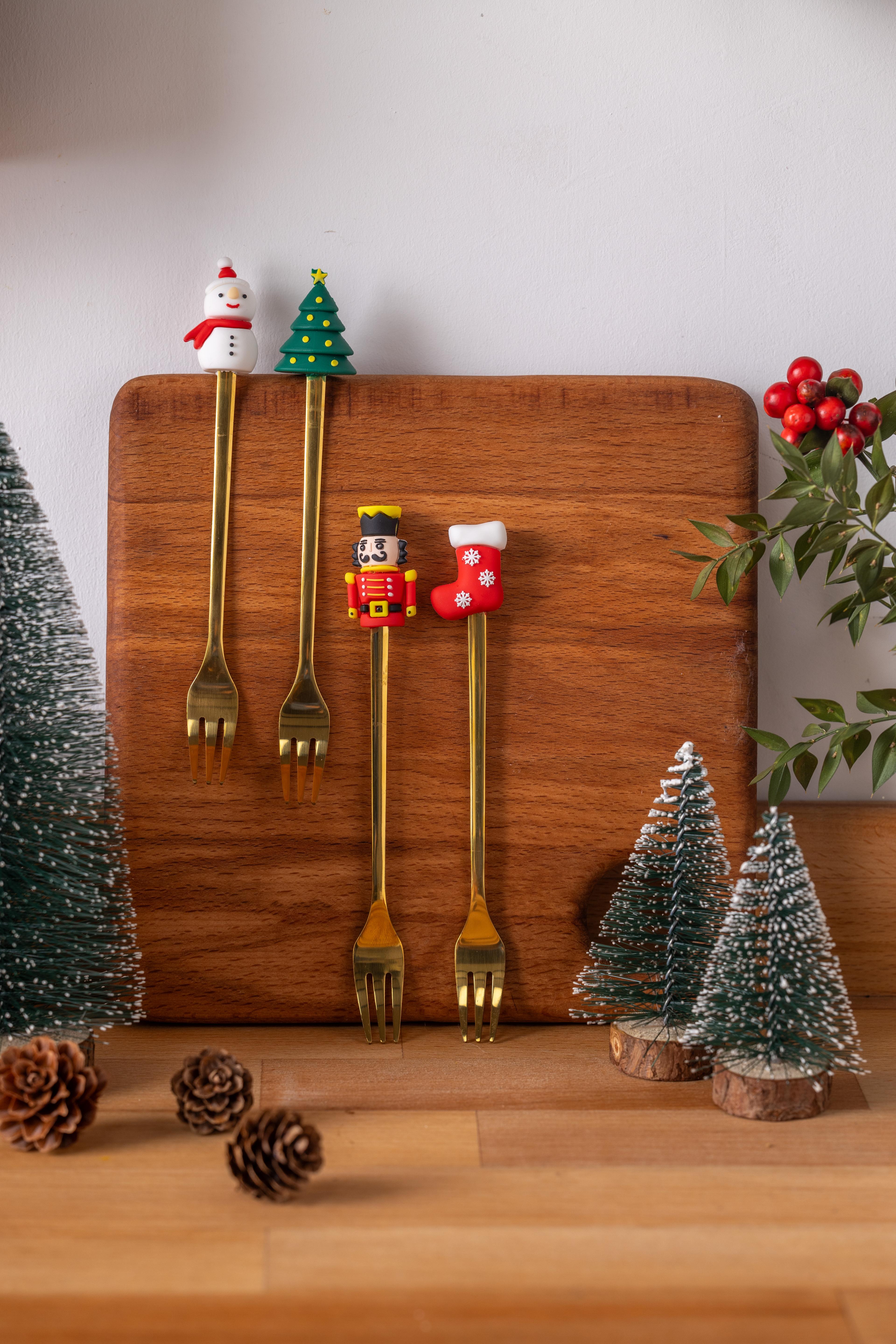 Xmas Dörtlü Yılbaşı Tatlı Çatalı