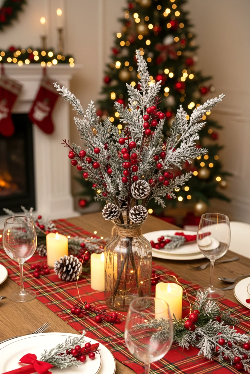 New Year Karlı Kozalak Kokina Çiçeği 63cm