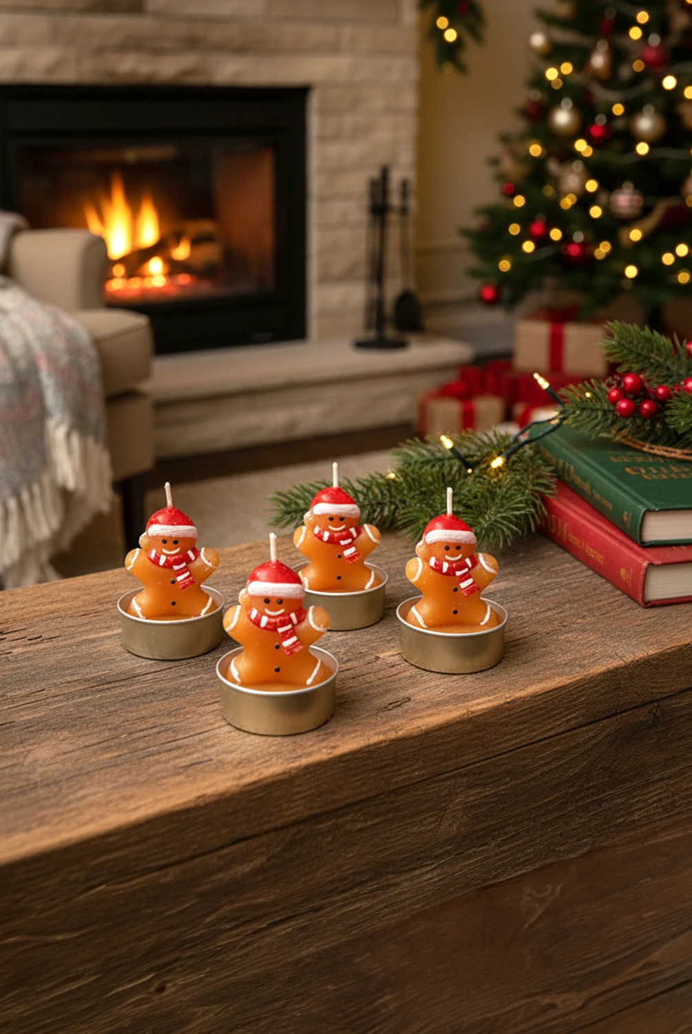 Christmas 4'lü Kurabiye Adam T-Light Mum