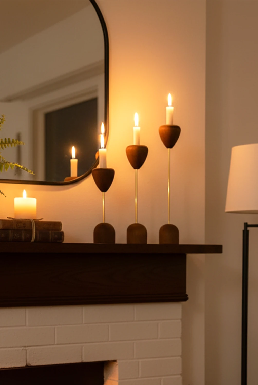 Truro 3'lü Metal Gold Şamdan Akasya