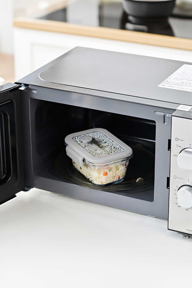 Fika Glace Vakumlu Cam Saklama Kabı 1200ML Gri
