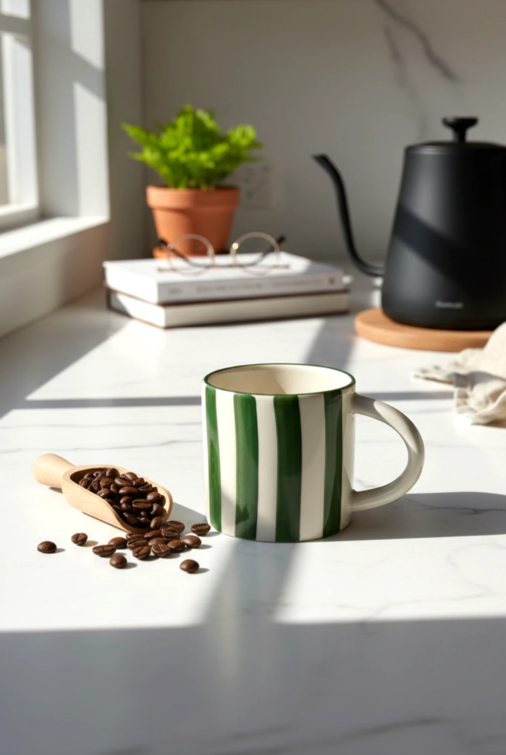 Elly Çizgili Kulplu Kupa Yeşil