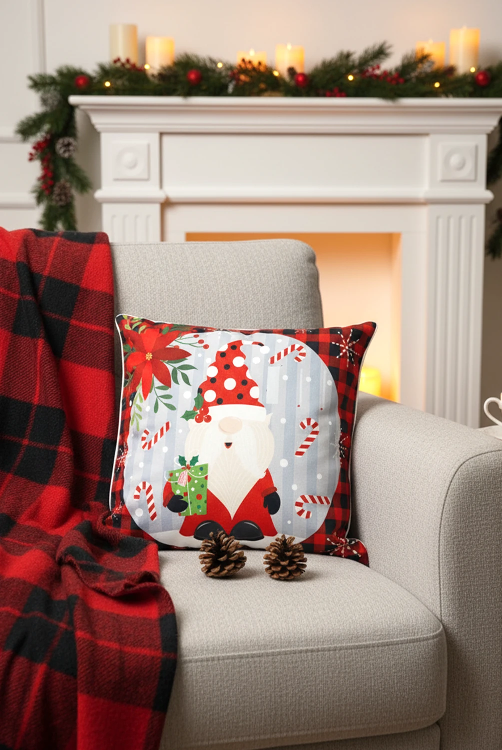 Christmas Pötikare Noel Babalı Kırlent 43x43cm