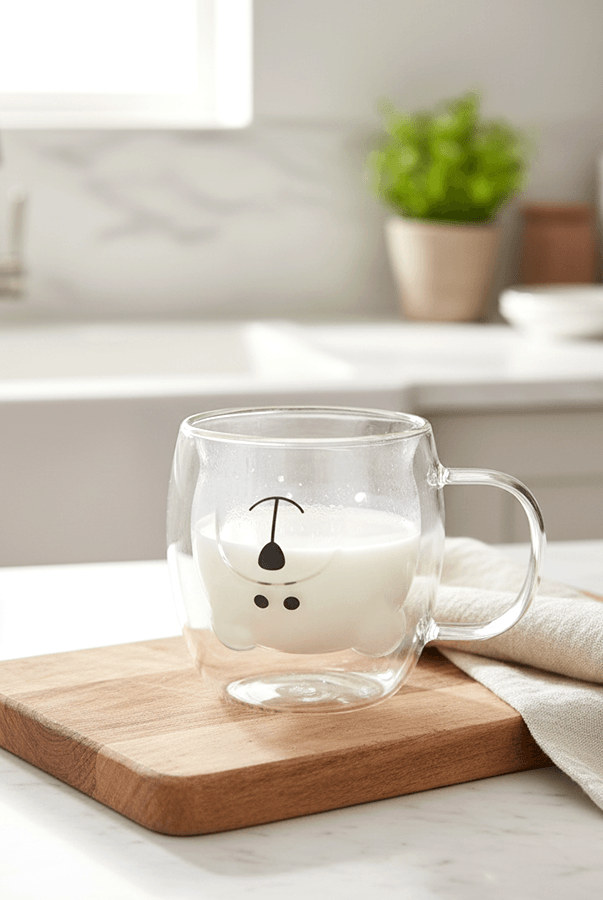 Bonti Tekli Kulplu Çift Cidarlı Ayıcık Bardak 250ml