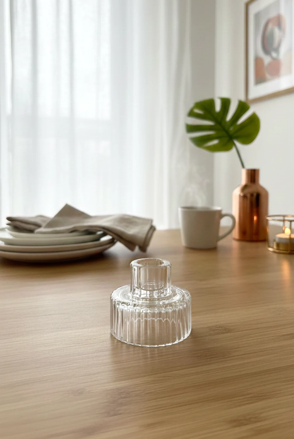 Luna Çift Taraflı Cam Şamdan