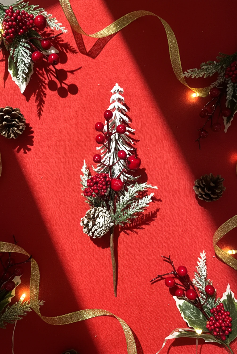 New Year Karlı Kozalak Kokina Çiçeği 30cm