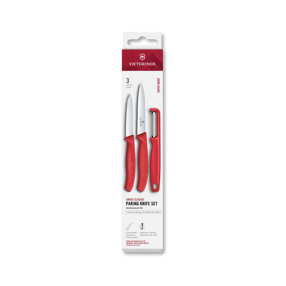 Victorinox 6.7111.33C1 Swiss Classic 3lü Bıçak ve Soyacak Set, Kırmızı