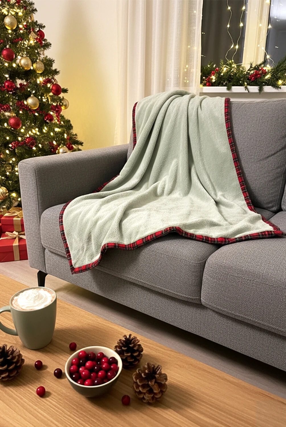 Ekose Biyeli Throw Battaniye 130x150cm