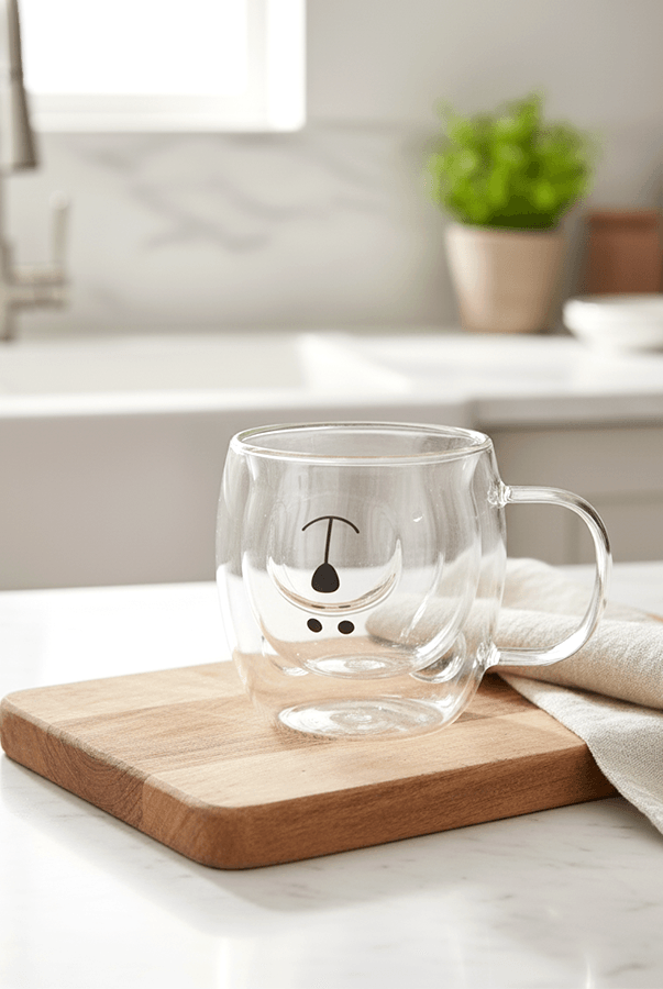 Bonti Tekli Kulplu Çift Cidarlı Ayıcık Bardak 250ml