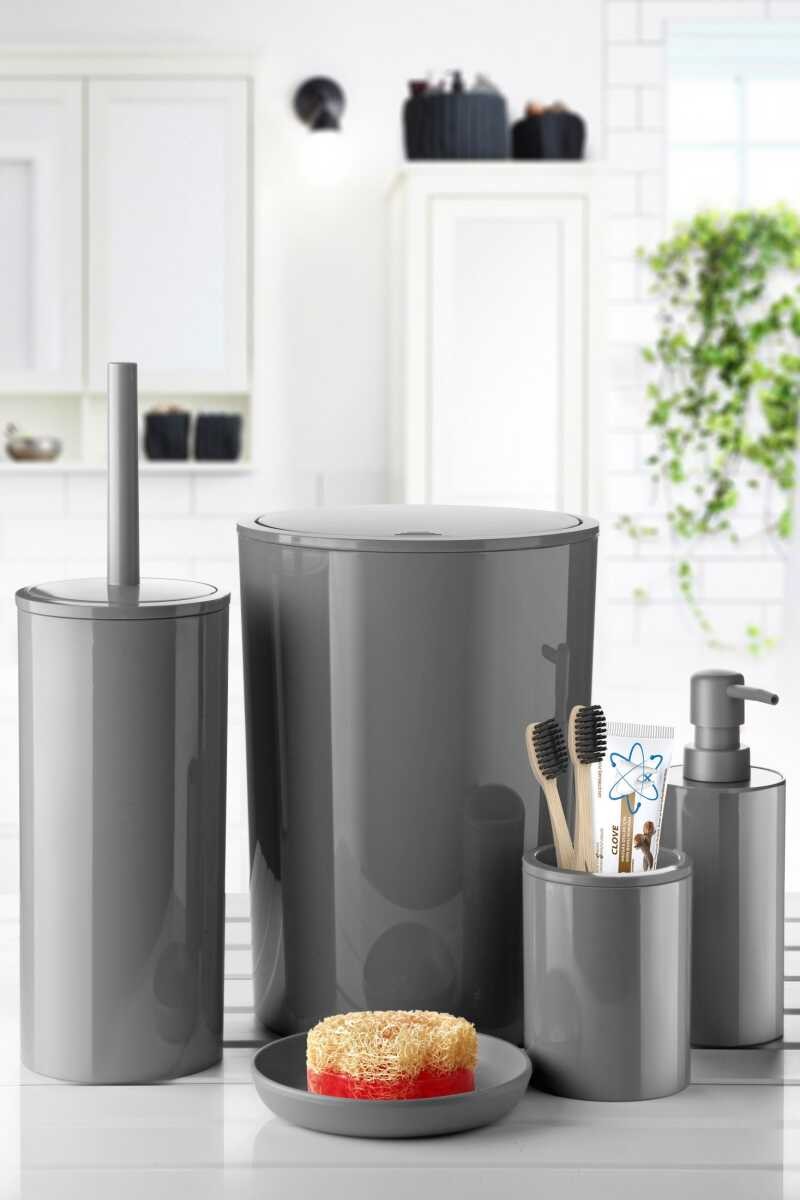 Primanova Flores 5'li Banyo Seti Gri