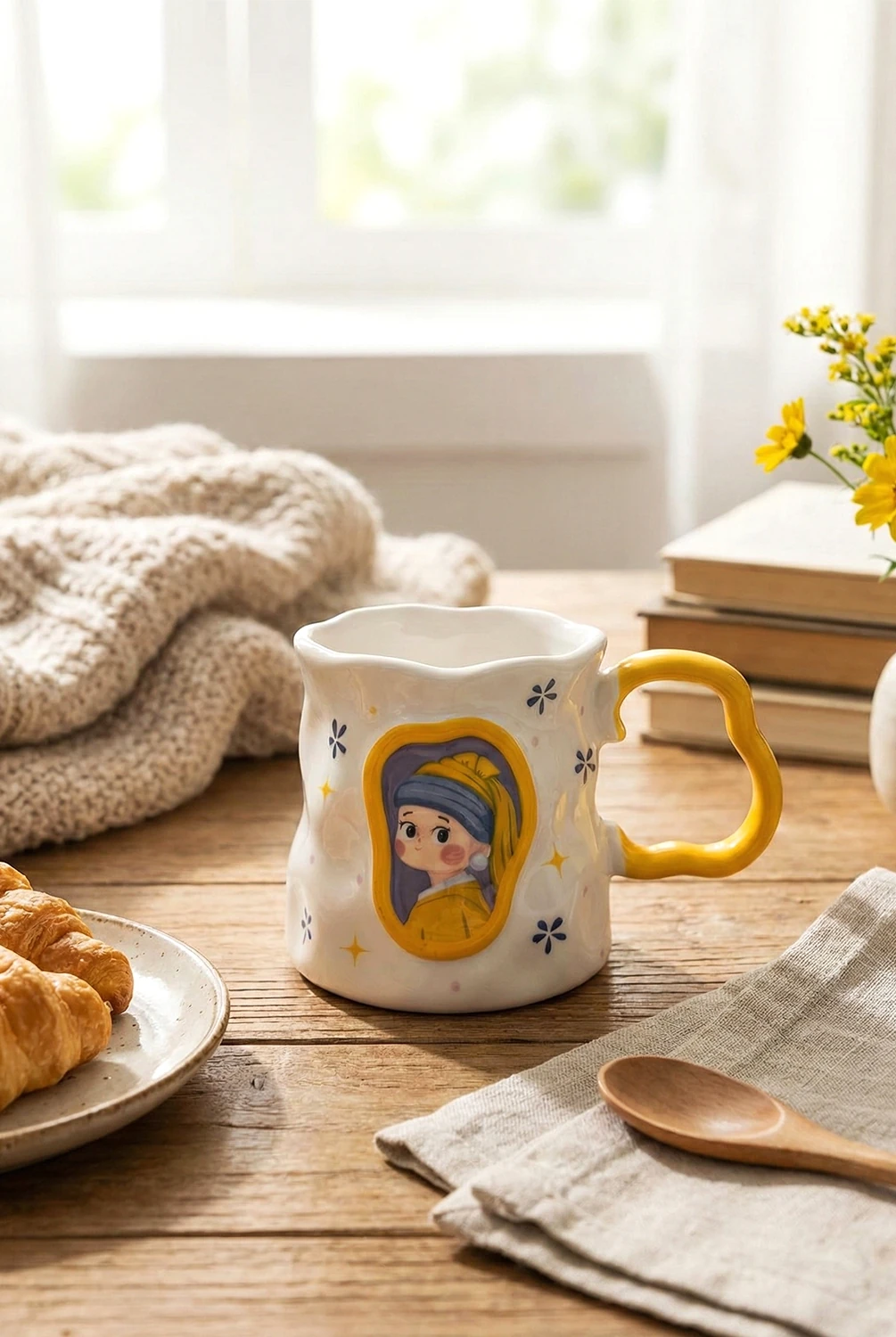 Vintage Kulplu İthal Kupa Sarı