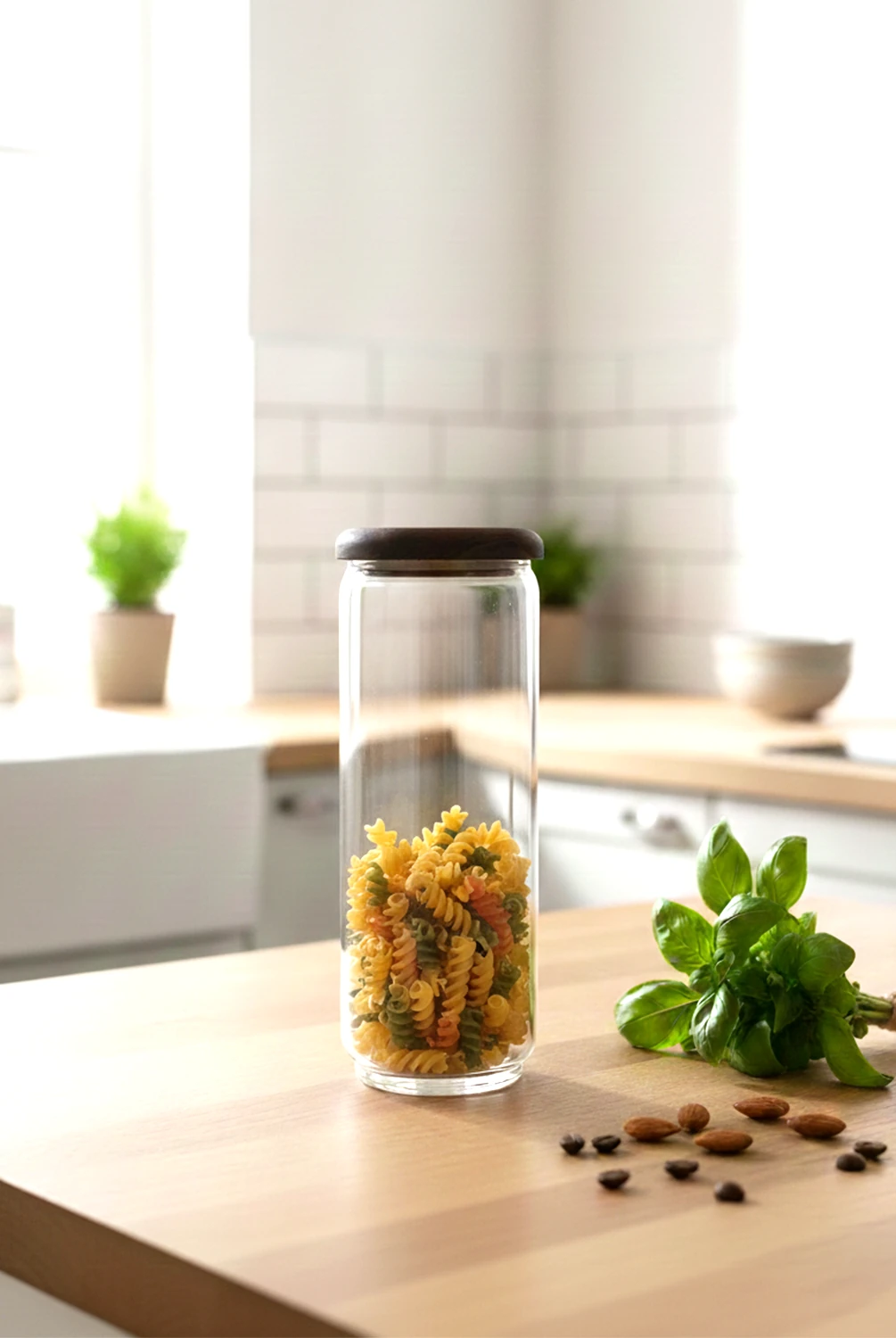 Dengi Akasya Düz Kapak Cam Kavanoz 9x25cm