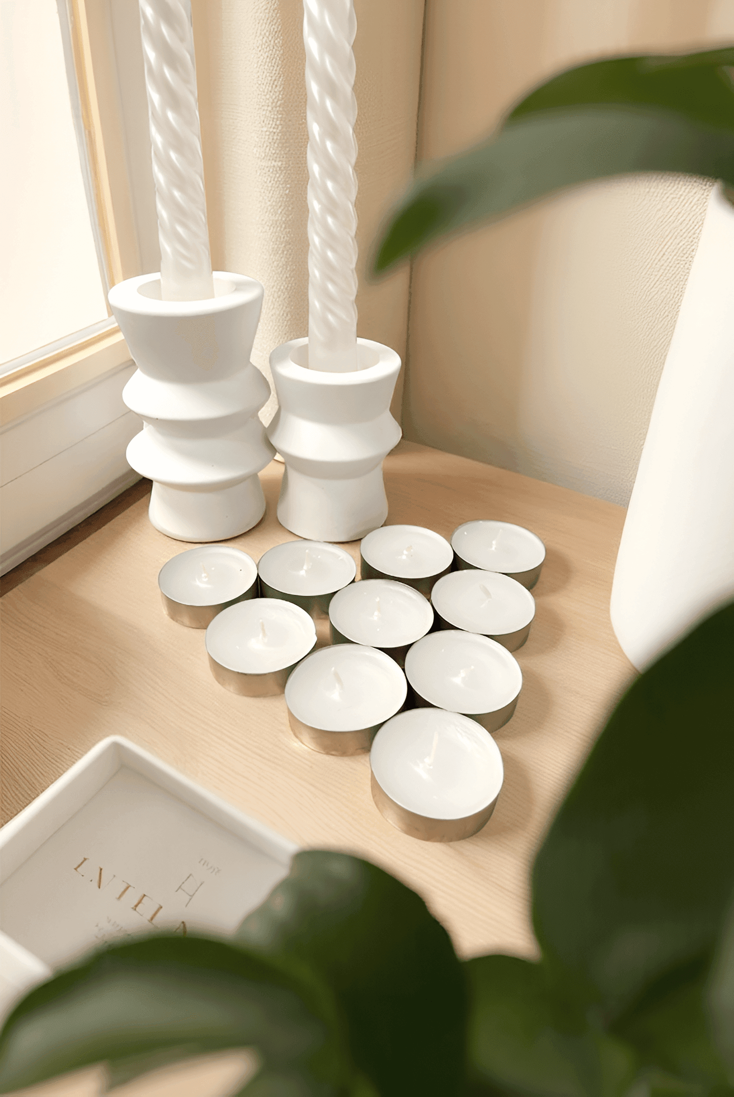 Floral Tealight 10'lu Kokulu Mum Beyaz