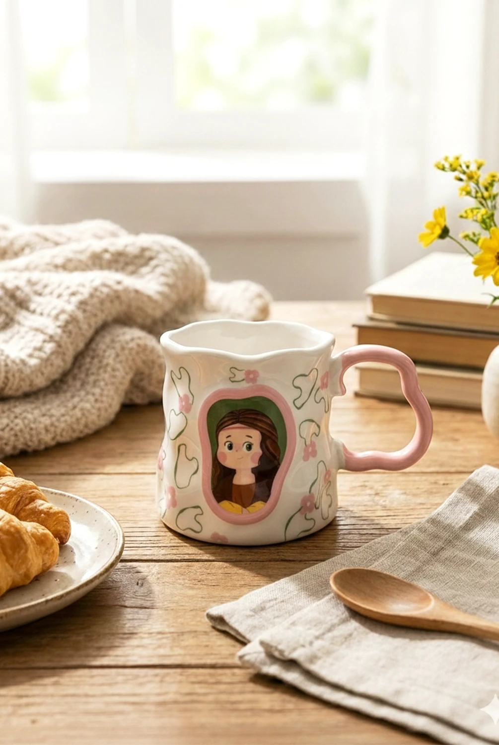 Vintage Kulplu İthal Kupa Pembe