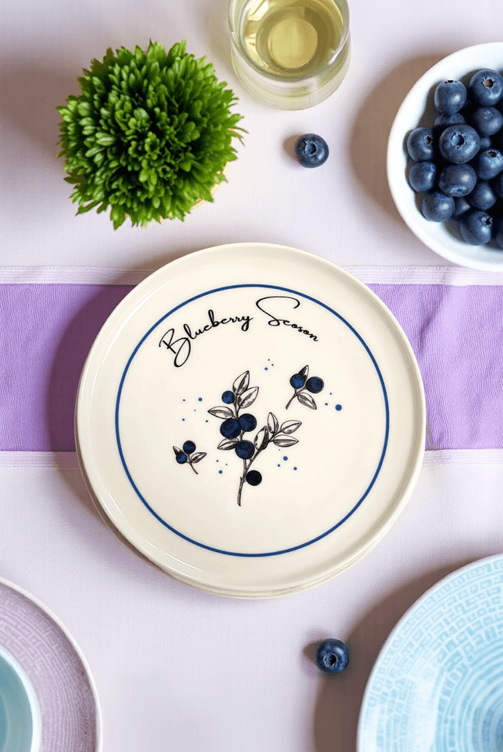 Blueberry Season Porselen 4'lü Pasta Tabağı 21cm