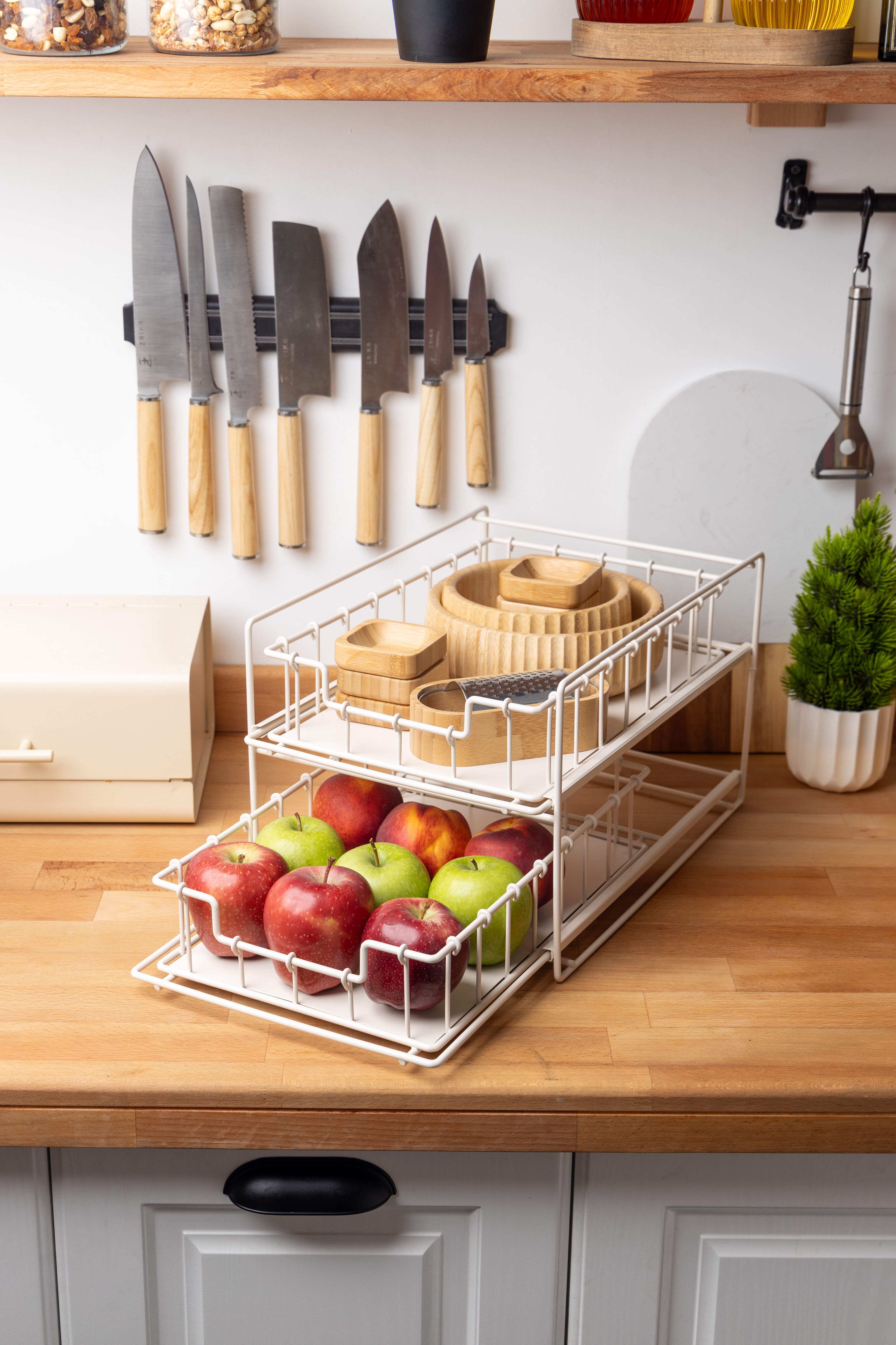 Stairs İki Katlı Metal Çekmece Organizer - BEYAZ